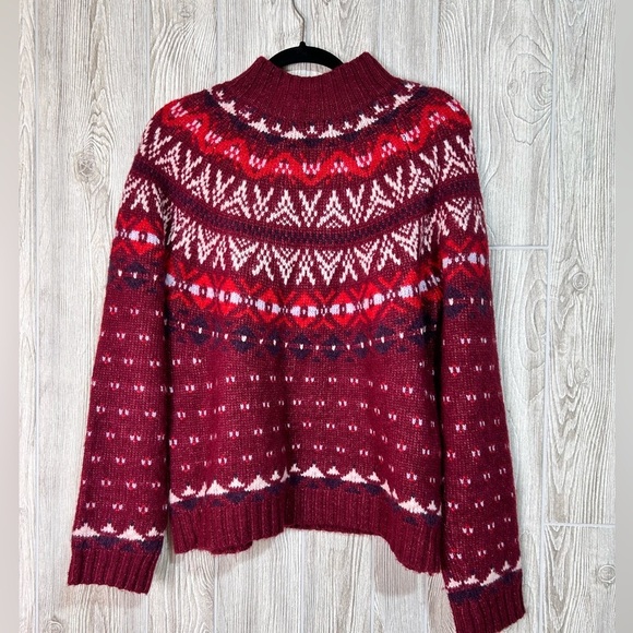 American Eagle Wool Blend Mock Neck Fair Isle Sweater Size Large - Picture 12 of 15
